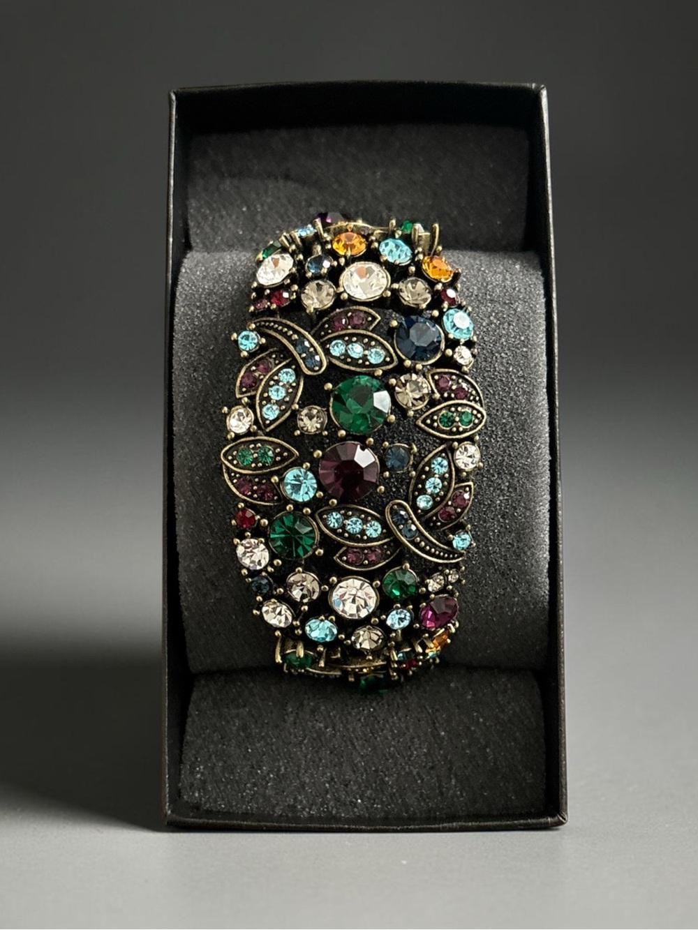 NEW Heidi Daus Fantasy in Flight 5-Panel Dragonfly Bracelet Multi-Colour M/L
